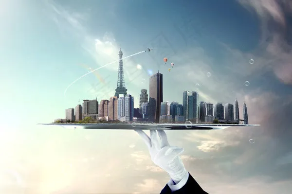 托盘上的建筑(5200X3458(DPI:300))psd模版下载