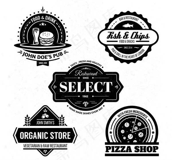 餐厅标签矢量,免抠元素