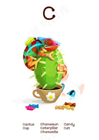 有趣动物字母C,免抠元素