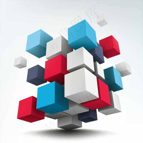 多彩3D立体方块eps,ai矢量模版下载