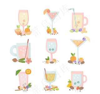 夏季鸡尾酒矢量