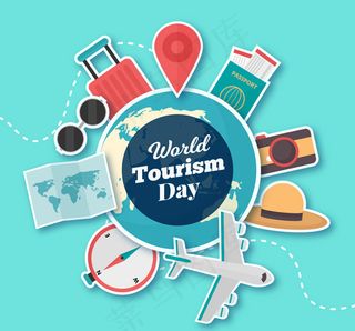 旅游日地球贴纸