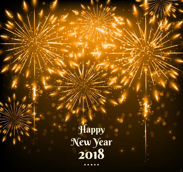2018烟花贺卡ai矢量模版下载