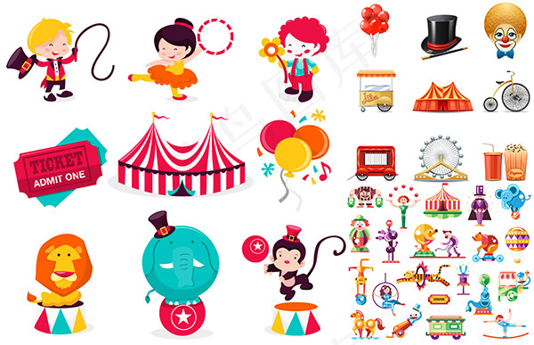 马戏团元素矢量