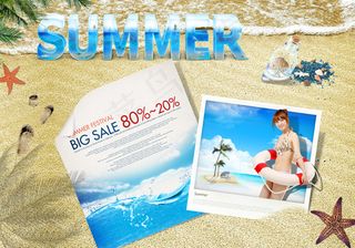 沙滩上的纸张照片