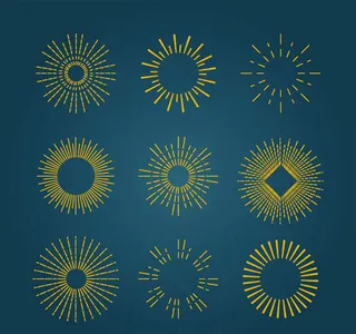 金色圆形图标,免抠元素