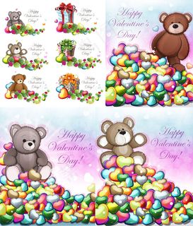 泰迪熊与树叶心形