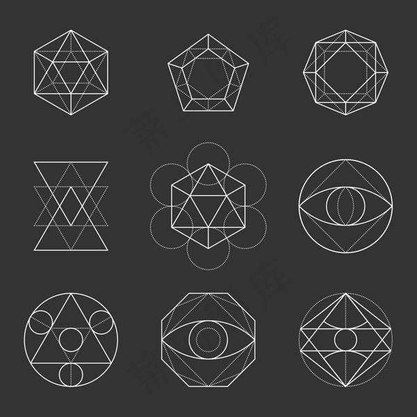 白色线条几何图形