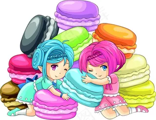 卡通女孩与夹心饼