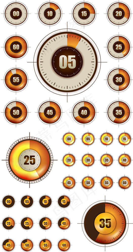 倒计时数字图标,免抠元素