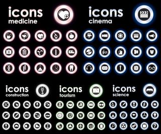 潮流圆形图标,免抠元素