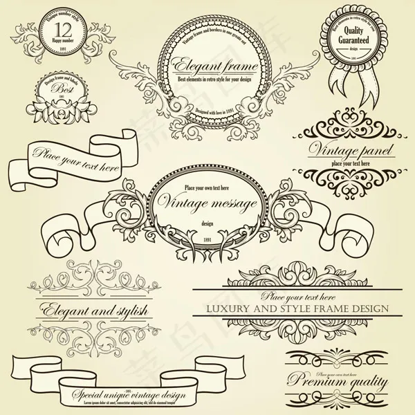 精美花纹边框eps,ai矢量模版下载