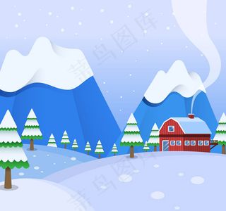 冬季郊外房屋风景