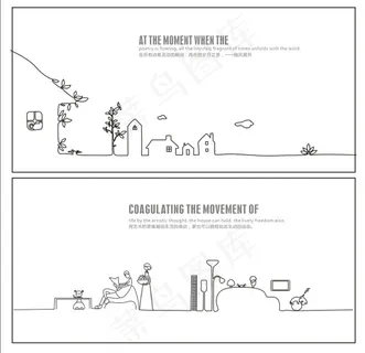 铅笔画家居线条