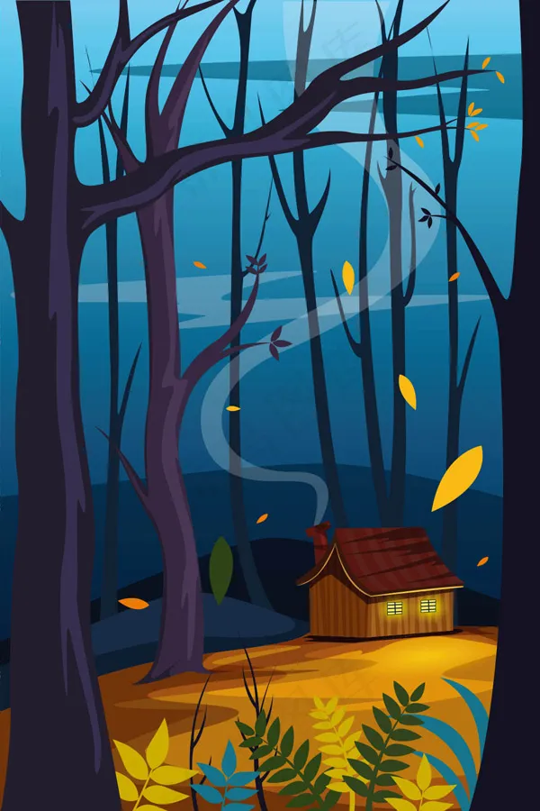 森林里的小屋eps,ai矢量模版下载