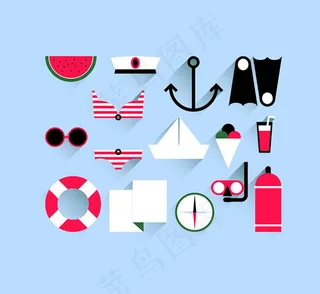 海滩度假图标,免抠元素