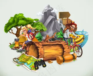 旅游探险的男女