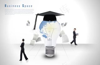 戴着学位帽的灯泡