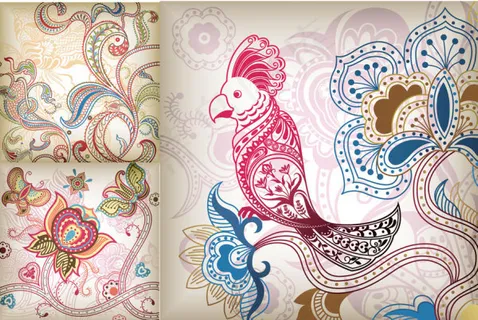 彩色精致布纹矢量