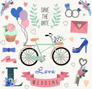 卡通婚礼元素