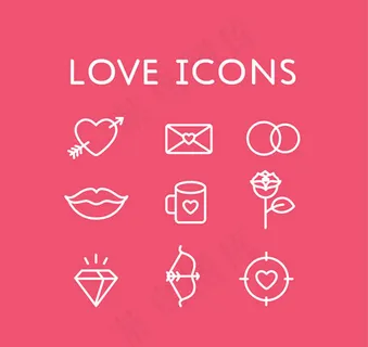 白色情人节图标,免抠元素
