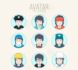 彩绘职业人物头像