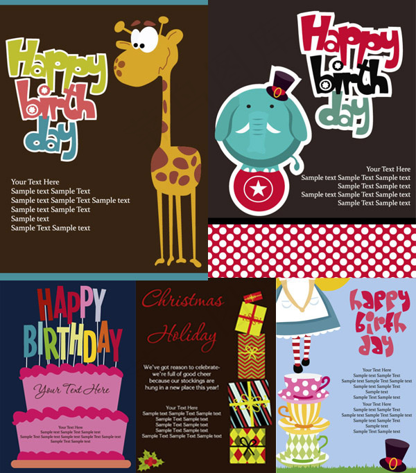 卡通节日卡片矢量