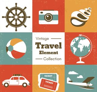 复古旅行元素图标,免抠元素