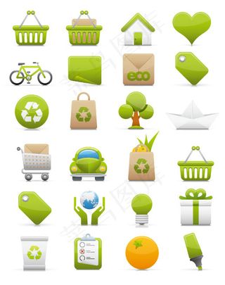 绿色环保图标,免抠元素