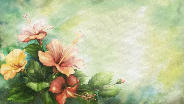 唯美花朵油画(6000X3375(DPI:300))psd模版下载