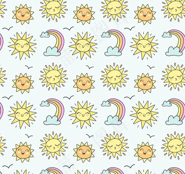 太阳和彩虹背景ai矢量模版下载