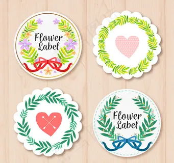 圆形花环标签,免抠元素