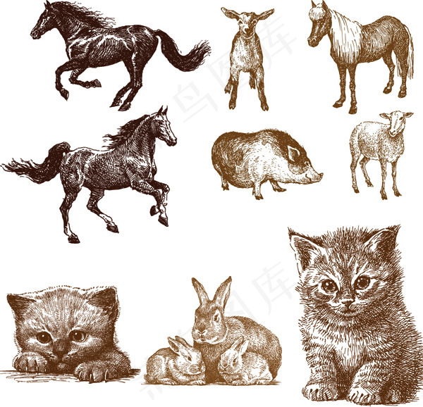 线稿动物矢量,免抠元素