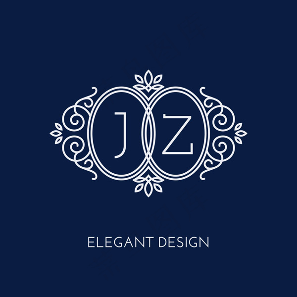 圆形卷曲花纹边框