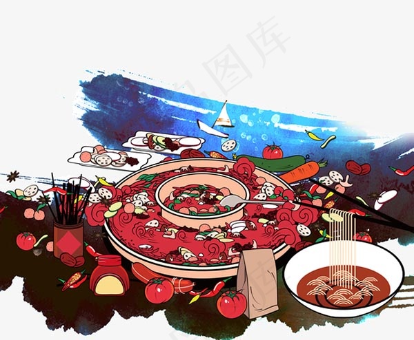水墨火锅psd模版下载