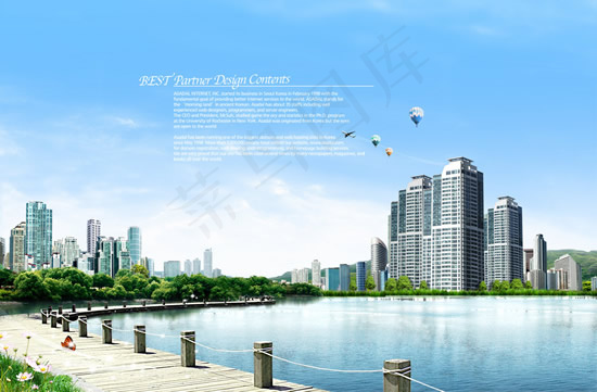 湖畔城市美景(3500X2300(DPI:300))psd模版下载