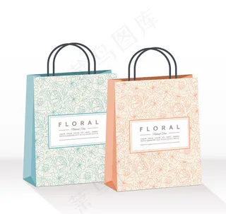 花纹购物袋矢量