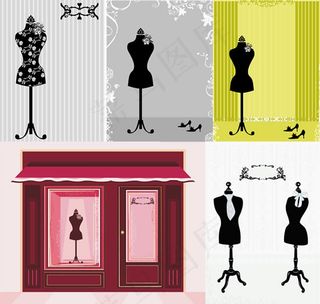 衣架模特黑白剪影