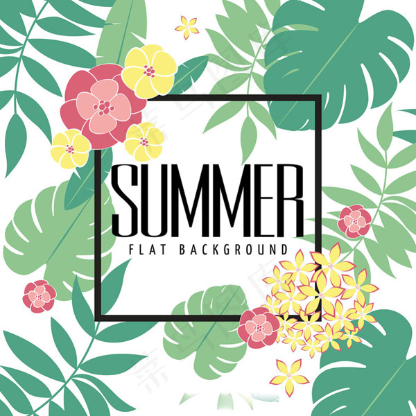 叶子鲜花夏天背景