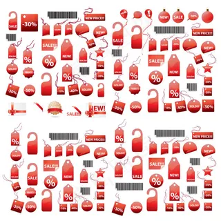 红色标签与包角,免抠元素