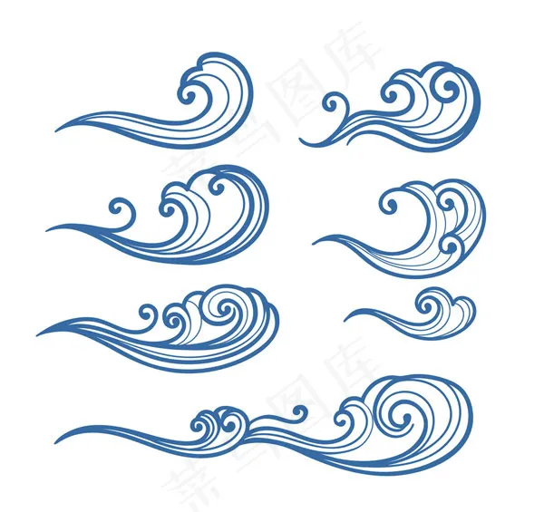 7款手绘海浪ai矢量模版下载