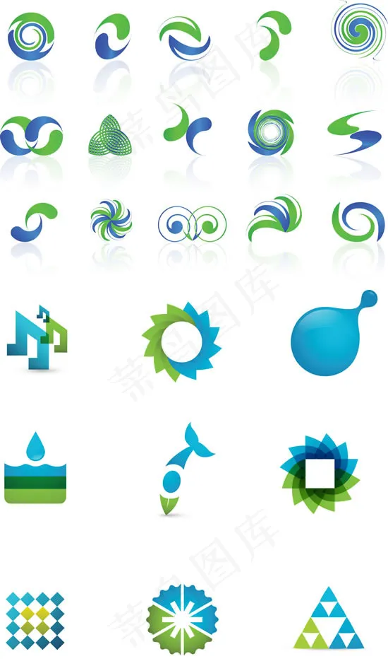 蓝绿双色图形标志ai矢量模版下载