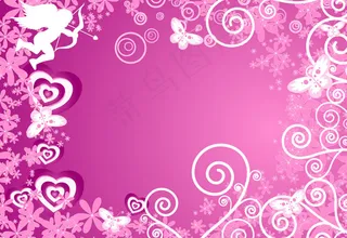 粉色背景,背景元素