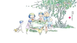 端午节卡通画,背景元素