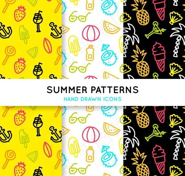 夏季元素无缝背景ai矢量模版下载