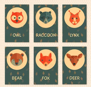 可爱动物头像卡片