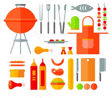 彩色烧烤用品