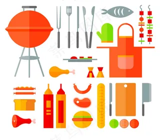 彩色烧烤用品