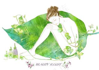 素描手绘风美女,背景元素