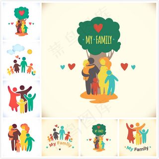 家庭人物标志矢量
